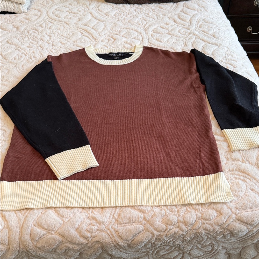 Meg & Margot Black, Brown and Cream Sweater